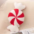 Coussin en peluche bonbon de Noël rouge et blanc décoration festive douce pour canapé - 60x30cm / Rouge Blanc
