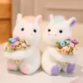 Joli jouet en peluche licorne avec bouquet de fleurs de roses,cadeau doux pour filles et amoureuses. - Paire de licornes avec des fleurs / Rose Et Violet Bicolore