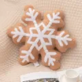 Brown snowflake plush pillow, cozy winter holiday home decor, soft faux sherpa cushion - 42 cm / Brown