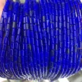 Close-up macro view of 4*7mm royal blue natural agate tube beads for DIY jewelry - 4*7mm (About 38cm Per Strand) / Royal Blue Jade