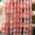 Natural pink-orange semi-translucent stone bamboo-shaped tube beads 8x12mm for DIY jewelry - 8*12mm (Approx. 32 Pieces/Strand) / Watermelon red