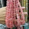 Perles en pierre de quartz fraise rose naturel pour la fabrication de bijoux DIY unisexe - Rouge pastèque