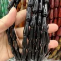 Vista detallada de alta calidad de cuentas de ágata negra de 8x20 mm para joyería diy. - 8*20MM / Aprox. 20 Piezas/Tira / Ágata negra