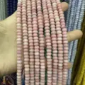 Detailed close-up of 4x6mm pink abacus stone beads for DIY jewelry making accessories - 4*6mm (Approx. 90 Pcs/Strand) / Optimized Pink Opal