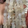 Perles d'agate blanche naturelle facettées en octogone pour la création de bijoux DIY - 8*8mm (25 Pièces/Fil) / Agate Blanche Naturelle
