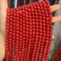 High-quality red round natural stone loose beads for DIY jewelry making and beaded necklaces - 6mm (Approximately 63 Beads) / Optimized South Red Agate
