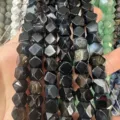 Cuentas de piedra ágata facetada negra natural para accesorios de joyería hechos a mano - Ágata negra