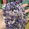 Handheld natural heart-shaped amethyst stone beads for DIY jewelry and bracelet making - 15*15*6mm (Approx. 24 Pieces/Pack) / Purple Crystal