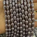 Détail de perles de nacre en forme de goutte gris-violet pour la création de bijoux - Larme / 6x9mm (Environ 43 Pièces/Fil) / Violet