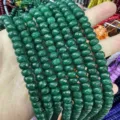 Close-up macro shot of natural green faceted abacus stone beads for DIY jewelry making - Approx. 70 Pcs/Strand / Dark Green (50)