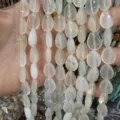 Cuentas de ágata blanca natural en forma de gota plana para creación de joyas DIY - 13x18mm (Aprox. 22 Cuentas/Tira) / Ágata