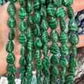 Cuentas de piedra en forma de gota plana con patrón de malaquita verde para hacer joyas DIY - 13x18mm (Aprox. 22 Cuentas/Tira) / Piedra de Malaquita
