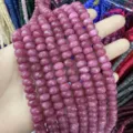 Faceted natural pink abacus stone beads 5x8mm rondelle loose strands for DIY jewelry - Approx. 70 Pcs/Strand / Deep Pink (2)