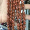 Cuentas de piedra dorada en forma de gota plana para joyería DIY artesanal - 13x18mm (Aprox. 22 Cuentas/Tira) / Piedra de Arena Dorada