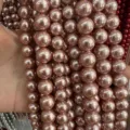 Brillants rangs de perles de nacre or rose pour la fabrication de bijoux DIY collier - 4mm (Environ 92 Perles par Brin) / Rose Poudré