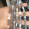 Perles en agate grise et blanche en forme de goutte pour la création de bijoux DIY - 8*10mm (Environ 39 Perles par Fil) / Agate Grise