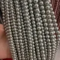Plusieurs rangs de perles de nacre grises brillantes pour accessoires de bijoux DIY - Gris clair