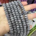 Natural gray speckled faceted stone abacus beads for DIY jewelry making size 5x8mm - Approx. 70 Pcs/Strand / Gray-White Spotted Texture (6)