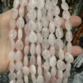 Perles en pierre naturelle rose en forme de goutte pour la création de bijoux DIY - 8x10mm (env. 39 pièces/brin) / Quartz rose