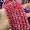 Natural pink stone faceted rondelle abacus beads for professional DIY jewelry making supplies. - Approx. 70 Pcs/Strand / Soft Pink (1)