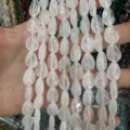 Perles en pierre naturelle goutte blanche avec trou vertical pour bijoux DIY - 8*10mm (env. 39 pièces/brin) / Cristal blanc