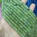 Natural 6mm faceted green prehnite stone cube beads for DIY jewelry making accessories - 6mm (Approx 65 Pieces/Pack) / Treated Prehnite
