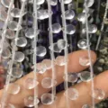 Cuentas de cuarzo transparente natural facetado con agujeros horizontales para hacer joyas DIY - 6x9mm (Aprox. 32 Piezas/Tira) / Cristal de roca