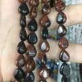Perles naturelles en obsidienne acajou en forme de goutte pour création de bijoux DIY - 8*10mm (env. 39 pièces/brin) / Obsidienne rouge et noire