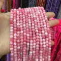 6mm pink faceted square natural stone beads for DIY jewelry making and crystal agate crafts - 6mm (Approx 65 Pieces/Pack) / Light Peach Red