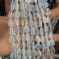 Perles en opalite translucide irisée en forme de goutte d'eau plate pour bijoux DIY faits main - 8*10mm (env. 39 pièces/brin) / Opalite