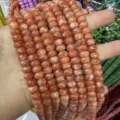 Natural orange sunstone 5x8mm faceted rondelle abacus beads for DIY jewelry making accessories - Approx. 70 Pcs/Strand / Orange-Pink Sunstone Color (10)