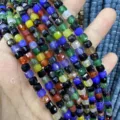 6mm multi-colored faceted natural stone cube beads for DIY jewelry making - 6mm (Approx 65 Pieces/Pack) / Multicolor Agate