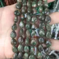 Perles en pierre naturelle unakite en forme de goutte plate pour création de bijoux DIY - 8x10mm (env. 39 pièces/brin) / Unakite Chinoise