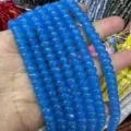 Blue faceted abacus beads for DIY jewelry making wheel shape natural stone strands - Approx. 70 Pcs/Strand / Blue (43)