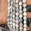 Perles en pierre howlite blanche en forme de goutte pour la création de bijoux DIY artisanat - 8x10mm (env. 39 pièces/brin) / Turquoise Blanche Naturelle