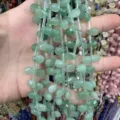 Cuentas de piedra aventurina verde en forma de gota plana para creación de joyas DIY - 6x9mm (Aprox. 32 Piezas/Tira) / Aventurina Verde