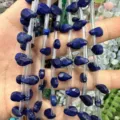 Cuentas de lapislázuli azul natural facetadas en forma de gota para proyectos de joyería DIY - 6x9mm (Aprox. 32 Piezas/Tira) / Lapislázuli