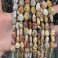 Perles en pierre naturelle en forme de goutte plate pour la création de bijoux DIY - 8*10mm (Environ 39 Perles par Fil) / Agate Folle