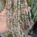 Chips de piedra de cristal gris natural de 3-5mm para la fabricación de joyas DIY manuales - 3*5mm (Aprox. 80cm Tira) / Cuarzo Rutilado Verde