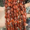 Fil de perles de jaspe rouge en forme de goutte - 8x10mm (env. 39 pièces/brin) / Jaspe Rouge