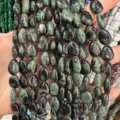 Perles en pierre naturelle en forme de goutte d'eau verte et noire pour la création de bijoux - 8x10mm (env. 39 pièces/brin) / Pierre à Motifs Verts
