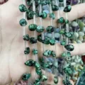 Cuentas de aventurina verde natural talladas en forma de gota para diseño de joyería - 6x9mm (Aprox. 32 Piezas/Tira) / Turquesa Africana Optimizada