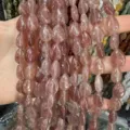 Perles de quartz fraise naturelles en forme de goutte pour la création de bijoux DIY, rose - 8x10mm (env. 39 pièces/brin) / Quartz Fraise