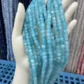 Natural light blue faceted 6mm stone cube beads for handmade DIY jewelry making - 6mm (Approx 65 Pieces/Strand) / Amazonite Blue