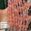 Perles en pierre naturelle rose en forme de goutte pour la création de bijoux DIY - 8x10mm (env. 39 pièces/brin) / Rouge pastèque