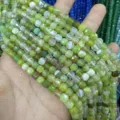 6mm natural green agate faceted square sugar beads - 6mm (Approx 65 Pieces/Pack) / Green Striped Agate
