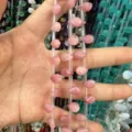 Cuentas de piedra natural rosa facetadas en forma de gota plana para hacer joyas DIY - 6x9mm (Aprox. 32 Piezas/Tira) / Rosa