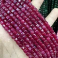 6mm dark red natural stone cube faceted sugar beads for DIY jewelry making accessories - 6mm (Approx 65 Pieces/Pack) / Optimized Ruby
