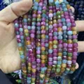 Natural 6mm multi-color gemstone faceted cube beads for DIY jewelry making accessories - 6mm (Approx 65 Pieces/Pack) / Treated Tourmaline 2