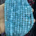 6mm light blue faceted natural stone cube beads in sugar shape for DIY jewelry making - 6mm (Approx 65 Pieces/Pack) / Enhanced Lake Blue